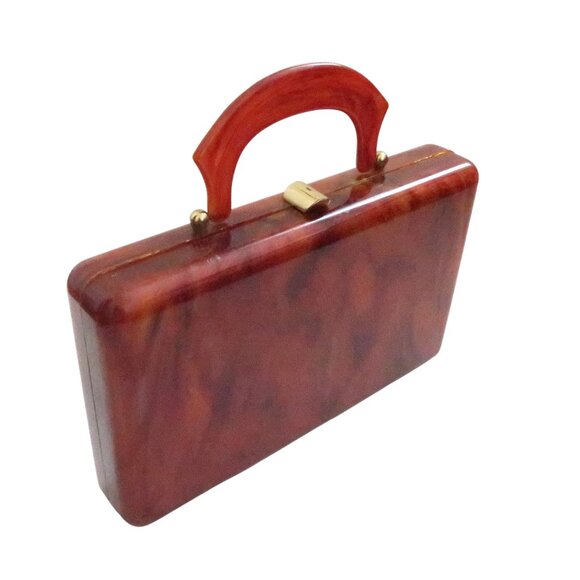 vtg 1950s marbled Lucite Box bag